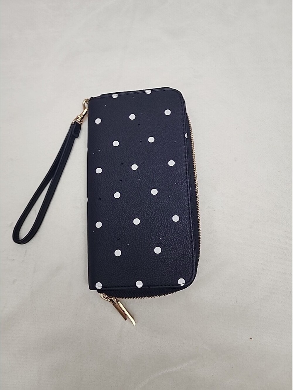 A New Day Womens Wristlet Clutch Purse Dual Compartment Blue Polka Dot